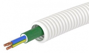 8L82050HF | Электротруба ПЛЛ гибкая гофр. не содержит галогенов д.20мм, цвет белый,с кабелем ППГнг(А)-HF 3x1,5мм